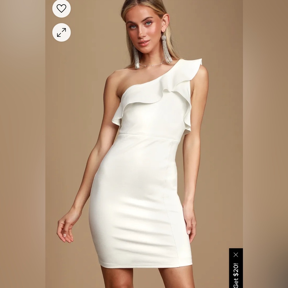 Asha White One-Shoulder Bodycon Dress, Large, Engagement Party
